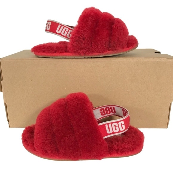 Ugg Red Fluff Yeah Slides Sandals Size 9 - Picture 3 of 14